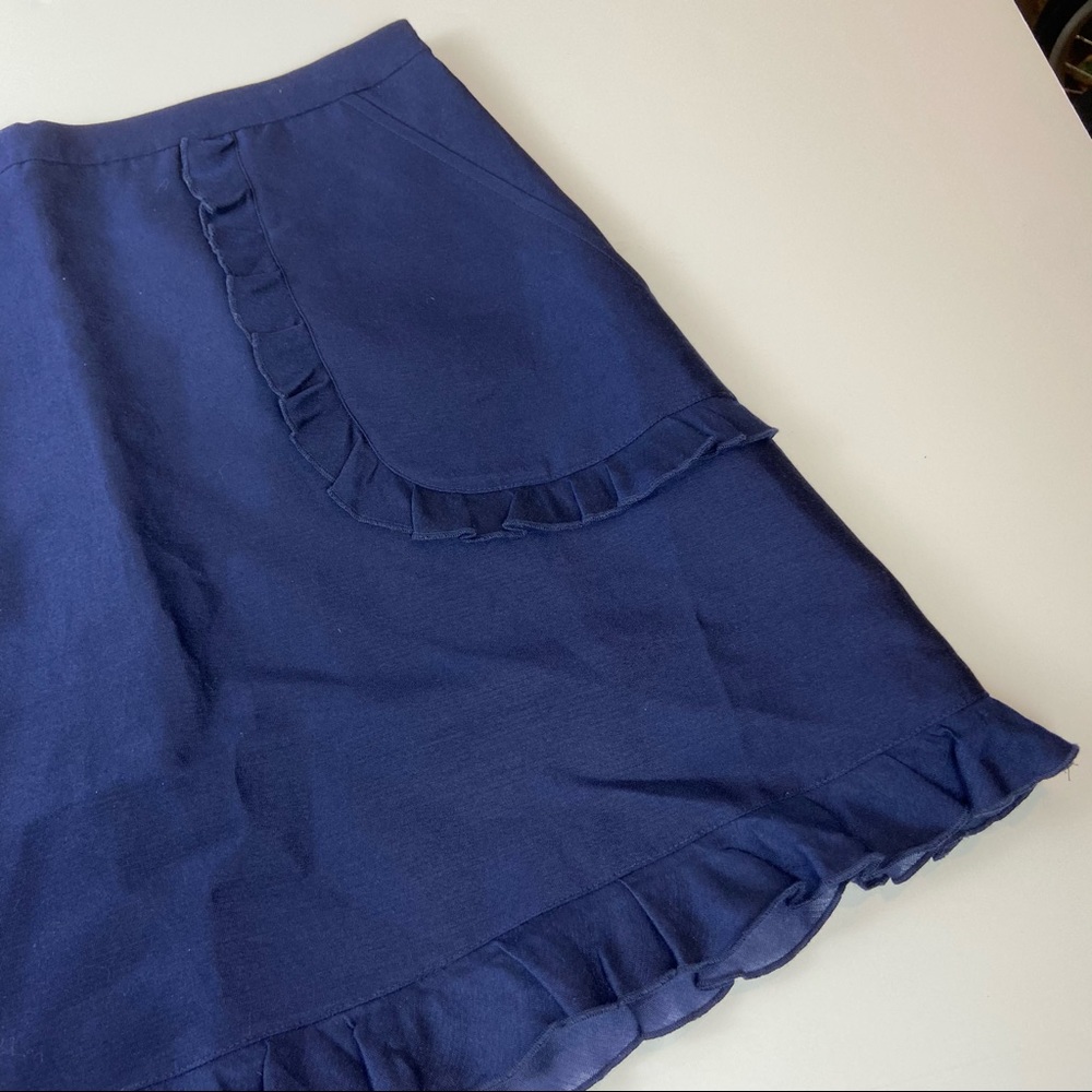 Draper James Navy Blue Ruffle Pocket Skirt Reese - Picture 3 of 7
